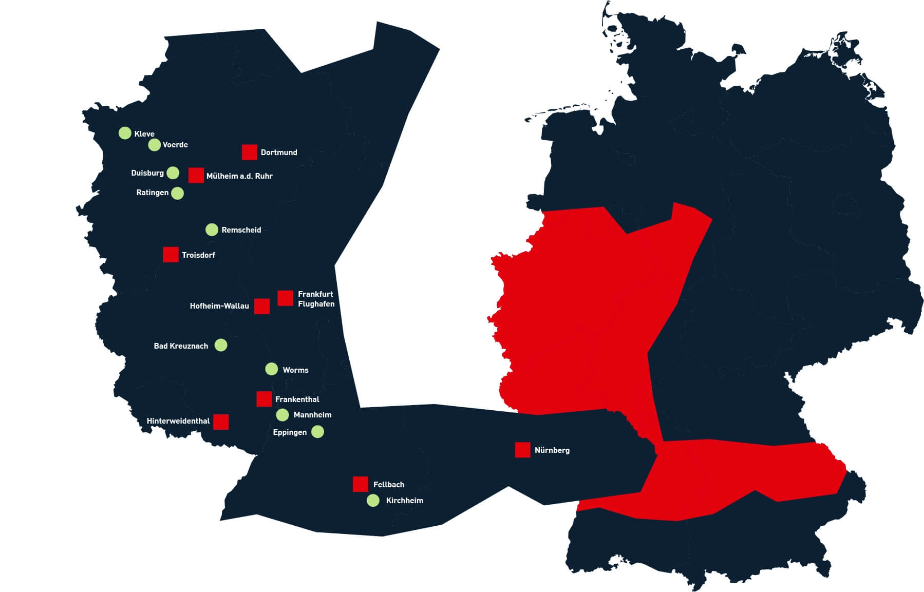 DEUFOL-Standorte der Region Mitte